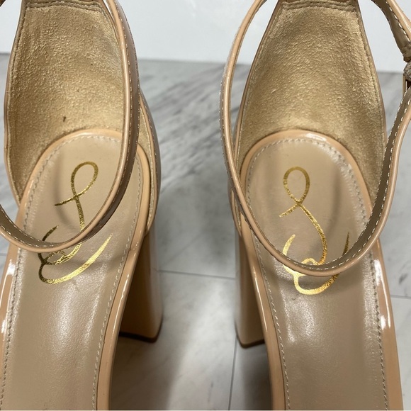 Sam Edelman Yaro Neutral Faux Patent Leather Block Heel Sandal 10 1/2 - Picture 12 of 14